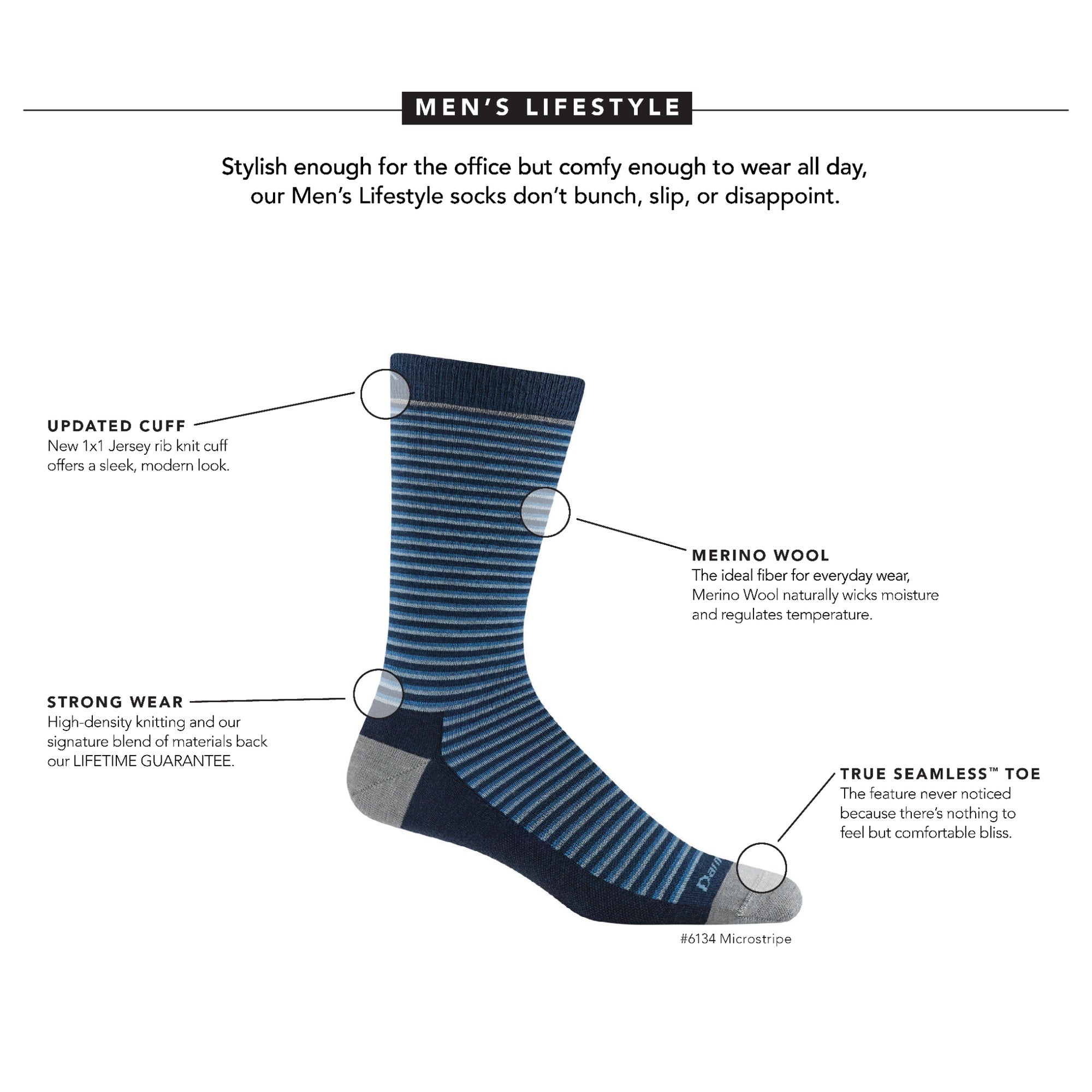 Men's Microstripe Crew Lightweight Lifestyle Socks - Image 9